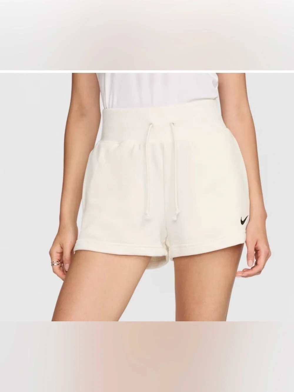 Nike White Women's Phoenix Fleece Shorts Cozy Casual Athletic Size Small